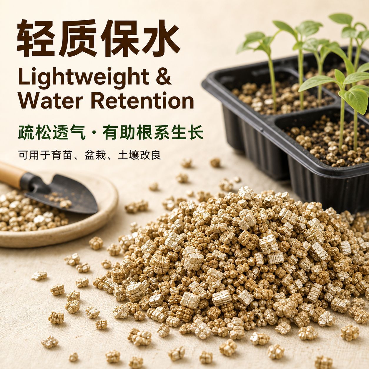厂家供应植物绿植拌土基质蛭石园艺育苗发根蛭石宠物孵化膨胀蛭石