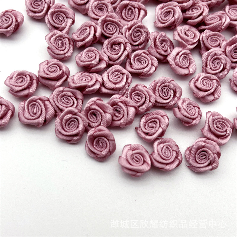 1厘米迷你手工丝带玫瑰花仔 diy发饰 服饰装饰辅料批发