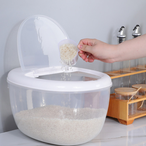 Household Rice Storage Jar, 5-Grain Grain Storage Container, Moisture and Pest-Proof Bucket, 10kg Sealed Rice Bucket, Thickened Rice Storage Box