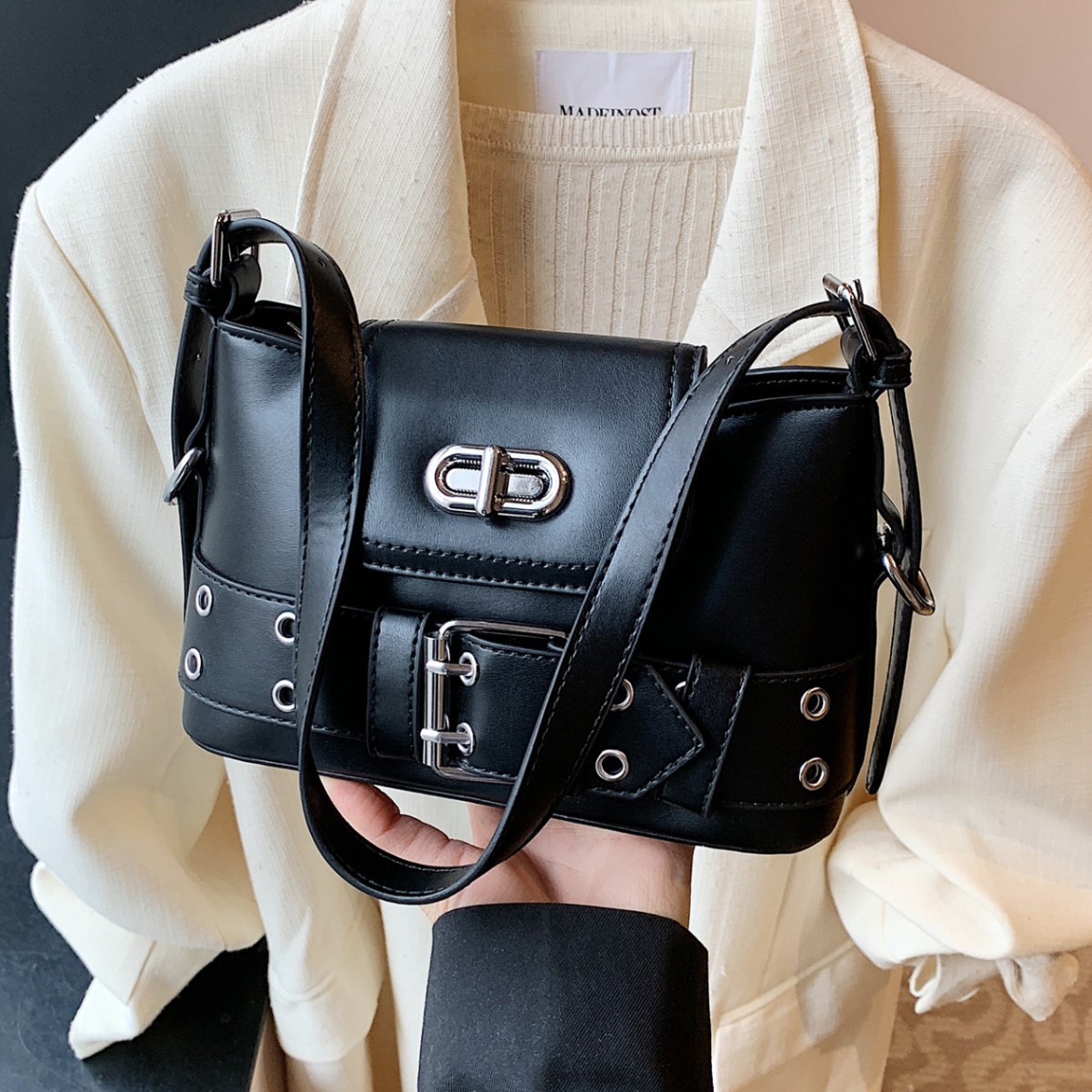 Sweet & Cool Spicy Girl Moto Style Underarm Bag, Niche Design Women's Handbag 2025 New Fashion Versatile Trendy Shoulder Bag - Thumbnail 2