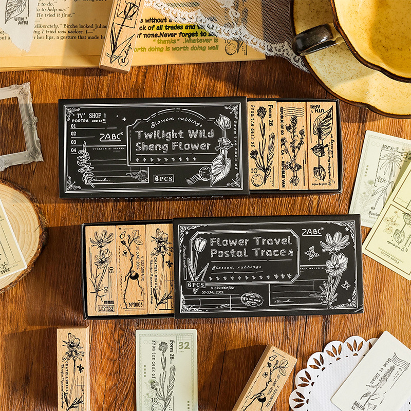 Flor roce, haya, exquisito sello temático de planta retro, libro de bricolaje, material del diario, sello decorativo