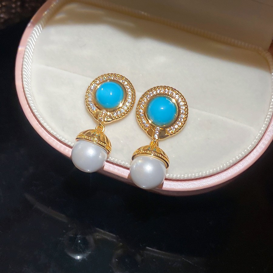 Pendientes de flor de cristal de aguja de plata, cuentas de arroz de cristal, pendientes azules, pendientes de estilo de vacaciones frescas, pendientes de lujo ligero, de alta calidad, mujeres