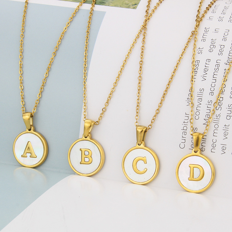 Lobster Trigger Clasp Closure Clasp Closure Type 18K Gold Plated Plating Material 304 Stainless Steel Pendant Material Wholesale Jewelry Simple Style Round Letter Titanium Steel Shell 18K Gold Plated Plating Necklace