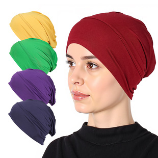 Turban Hat Women's Milk Silk Base Hat Muslim Pullover Hat Hide Hair Stretch Hat High Stretch Bandana