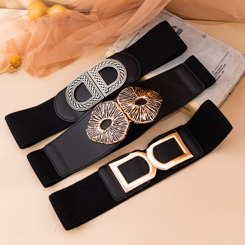 Fashionable women's elastic waistband, Korean style, matching dress, shirt, sweater, decorative wide girdle belt