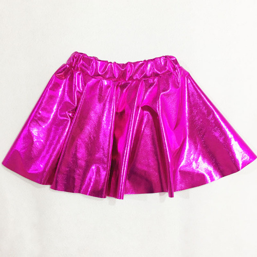 Children Girls boys glitter gold silver red pink jazz street dance hiphop dance mini pleated skirts party cheer leaders uniforms for kids fashion glossy pleated skirt