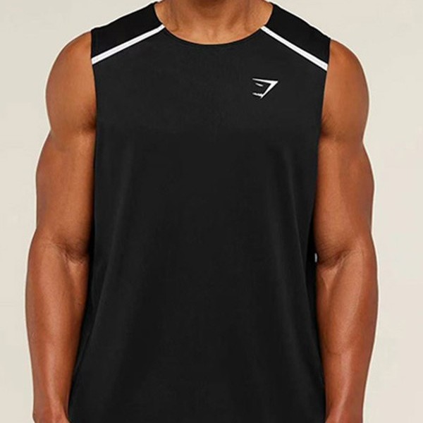 American-style shark vest for men and women, muscle sports training quick-dry sleeveless t-shirt, mesh round-neck color-blocked vest for summer