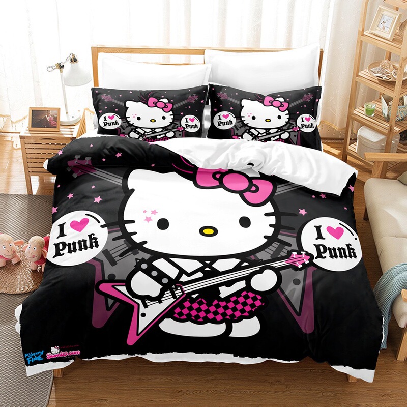 Amazon Digital Printing Three-Piece Set Cute Kt Cat 3D Bed Set Cartoon Cross-Border Aliexpress Bed Bed Sheets Quilt Cover Amazon Digital Printing Three-Piece Set Cute Kt Cat 3D Bed Set Cartoon Cross-Border Aliexpress Bed Bed Sheets Quilt Cover