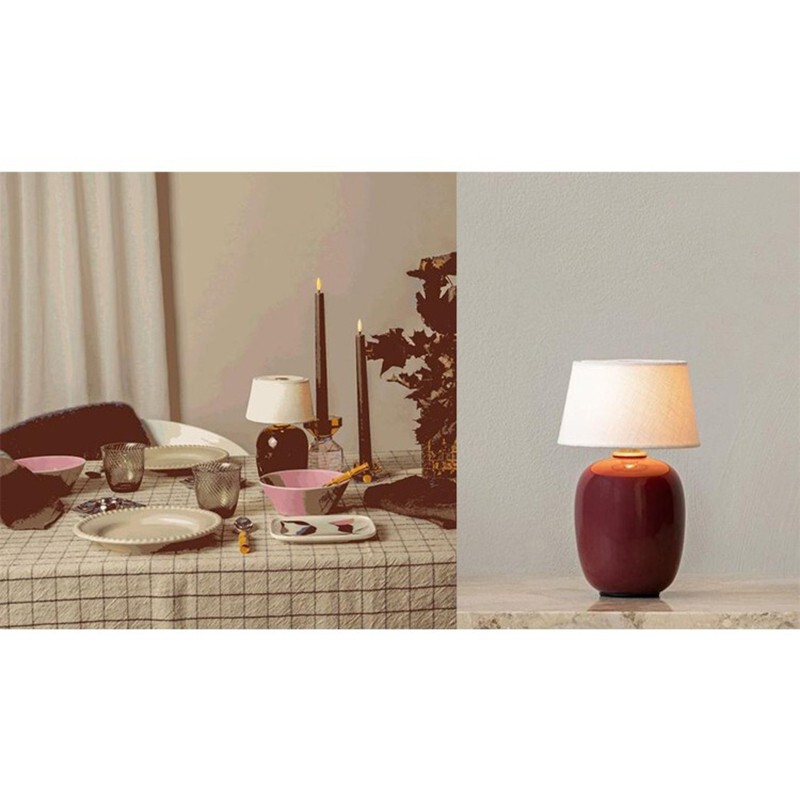 Ruonai Venice Antique Glass Table Lamp "Pea Red" Infinite Touch Rechargeable Living Room Bedroom Atmosphere Lamp