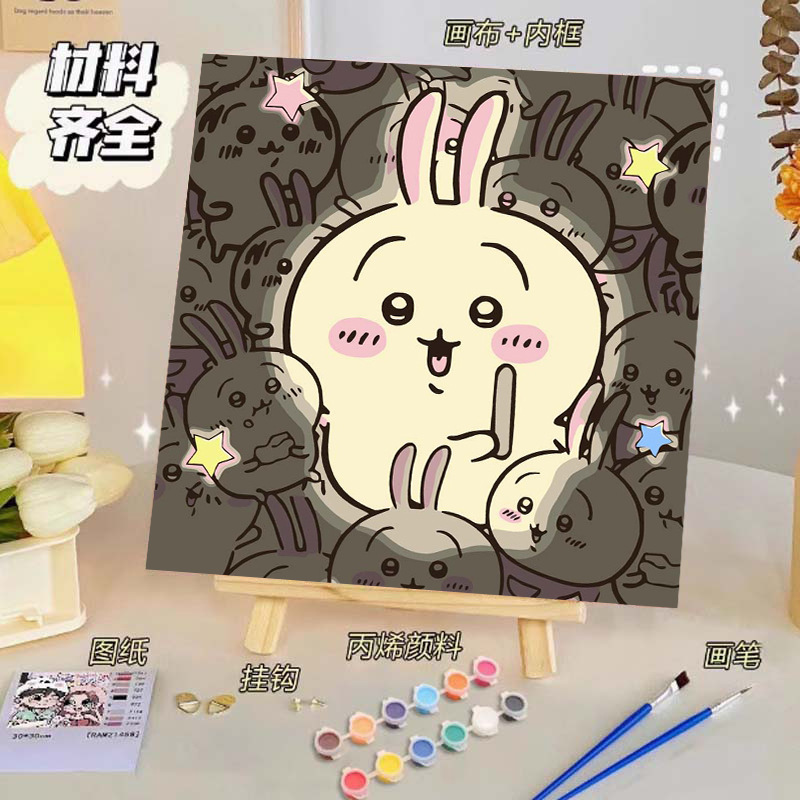 Pintura al óleo digital de bricolaje, dibujos animados para niños, pinturas para colorear hechas a mano, lindos puestos de animación curativos, comercio exterior transfronterizo