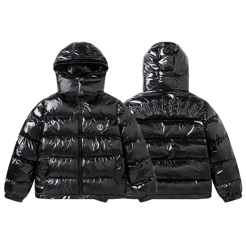 Foreign trade Trapstar new small standard black bright padded cotton-padded jacket hat detachable jacket couple coat