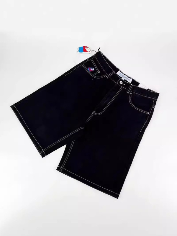 Cross-border E-commerce Y2k Big Boy Retro Hip-hop Cartoon Graphic Denim Shorts Embroider Loose Short New Harajuku Short