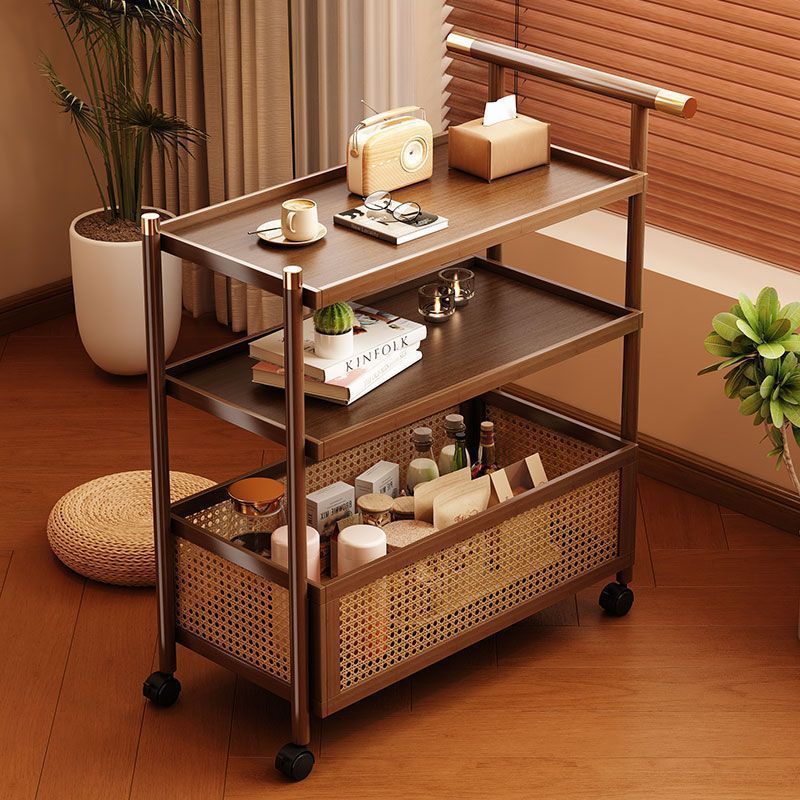 Movable Sofa Side Table, Living Room Side Cabinet, Bedside Storage Rack, Coffee Table, Small Table, Antique Style Snack Trolley