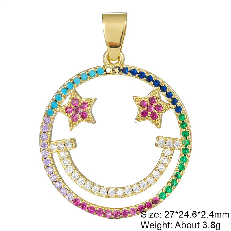 3g Weight Pendant Jewelry Making Type Zircon Inlay Material DIY Jewelry Accessories Classification 1 Piece Quantity Copper Material Devil's Eye, Moon, Heart Shape Pattern Plating Design Vintage Style, Classic Style Style 1 Piece Copper Zircon Devil's Eye Moon Heart Shape Pendant 19