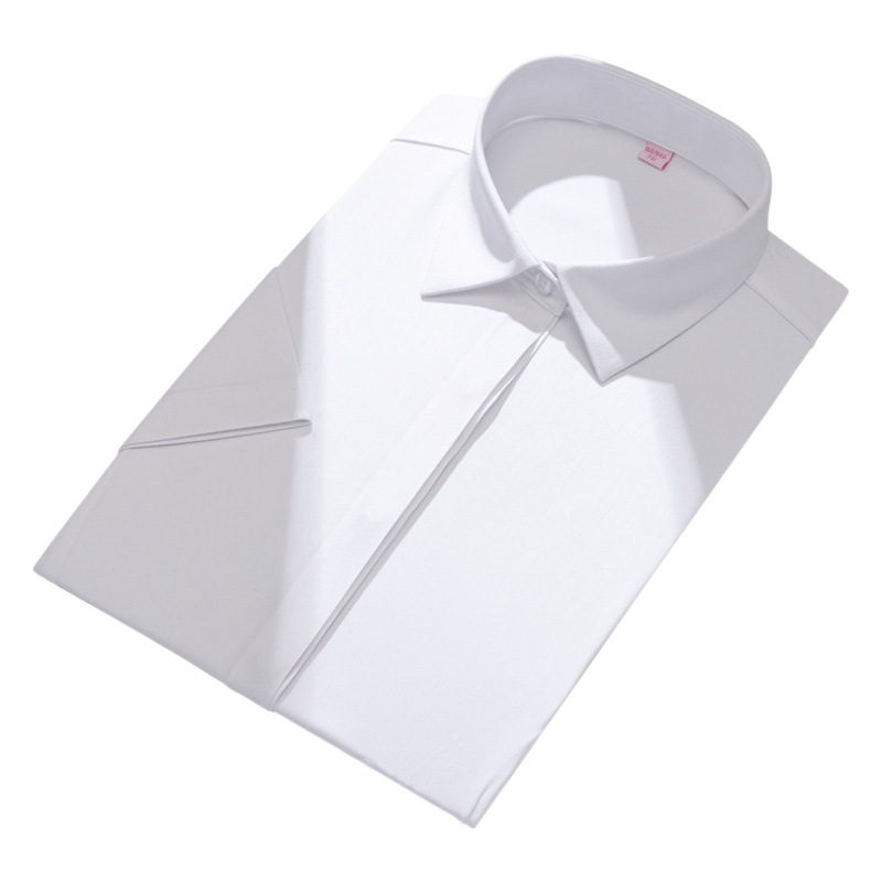 Camisa de trabajo de verano de manga corta para mujer, sin necesidad de planchado, ajustada, profesional, moderna y versátil.