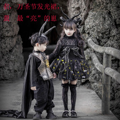 女の子ハロウィーンcos女魔頭黒蝶発光スカート魔王超彭洛丽塔フラッシュワンピース6