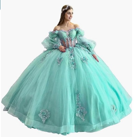 Flores vestido de adulto con mangas brillante con cuentas vestido dulce 2026 nuevo vestido de baile de hombro para mujeres image 19