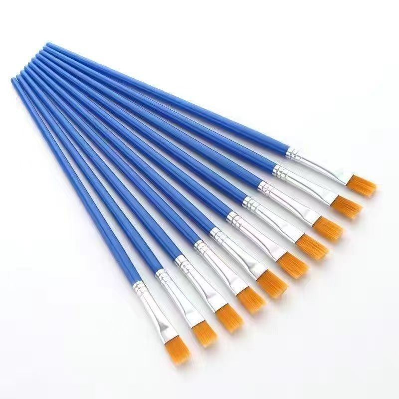 Pinceles de Pintura de Pelo de Nylon Cabeza Plana, Punta Fina para Pintura al Óleo y Acrílico