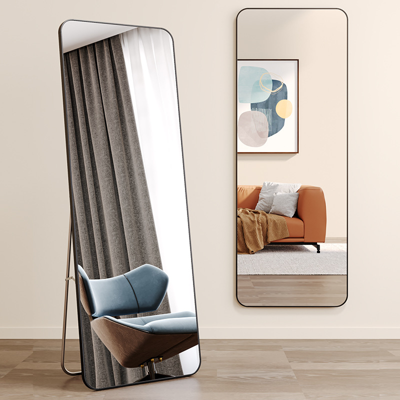 Espejo de cuerpo completo Espejo de cuerpo entero Dormitorio de niña Espejo de piso para el hogar Dormitorio Maquillaje para estudiantes Espejo tridimensional ins