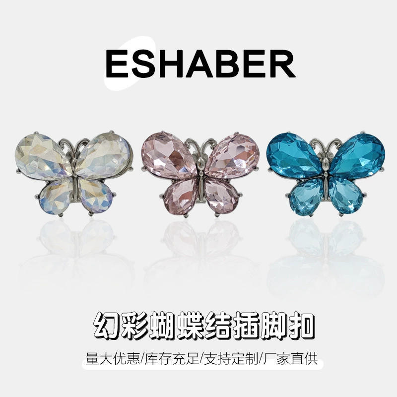 Новый стиль спот сплав цинка хрустальная бабочка обувь цветочная пряжка одна обувь сандалия обувь шапка украшения аксессуары