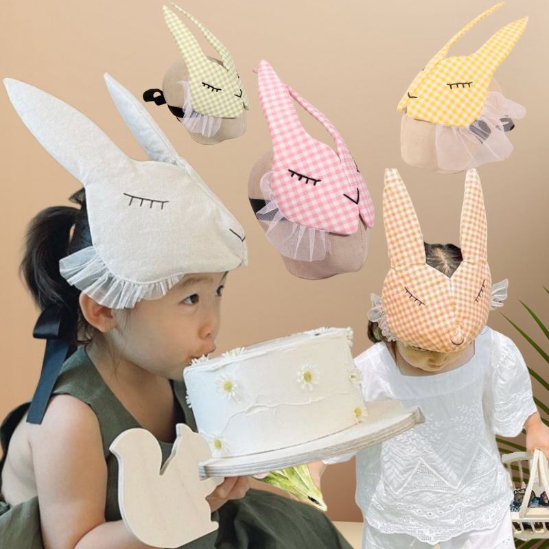 Ins Style Kidsren's Half Face Mask Girls DIY Creative Cute Rabbit Mask Party Props Baby Headwear