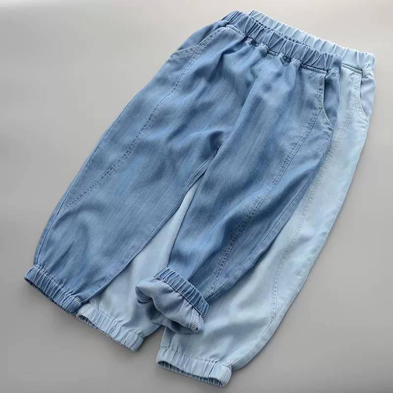 Детские летние тонкие джинсовые брюки, мягкие повседневные брюки в корейском стиле для мальчиков и девочек, детские универсальные шаровары, длинные брюки с защитой от комаров
