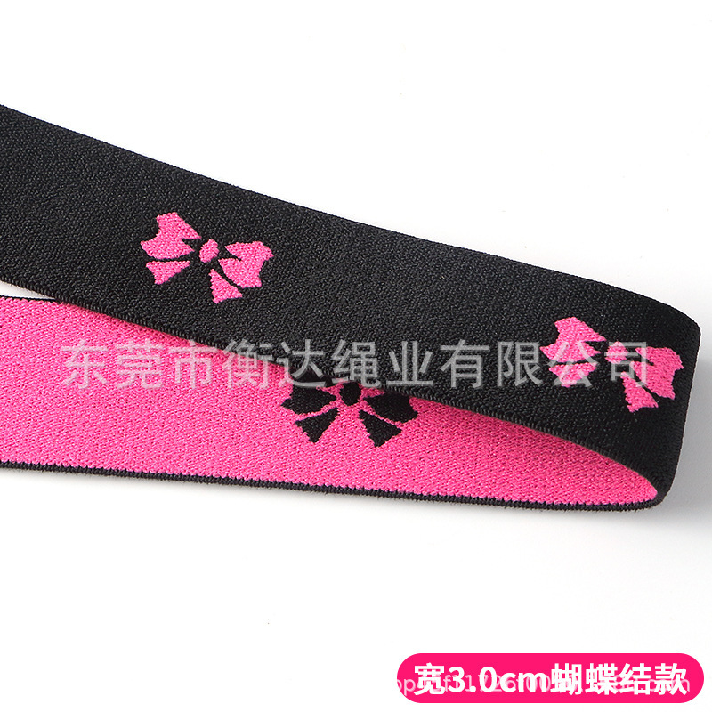 Fábrica de stock 3 - 3.5cm puro rosa negro arco jacquard elástico adornos para el cabello peluca ajuste elástico elástico