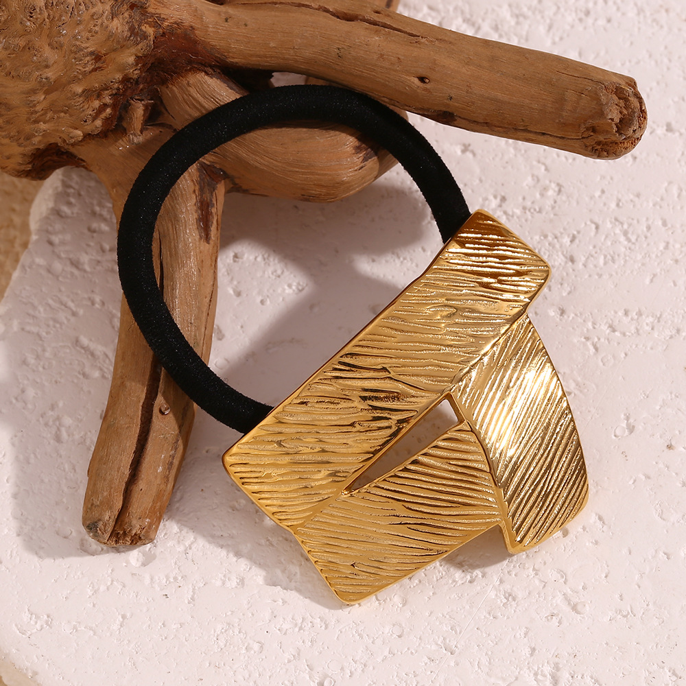 Unisex Fashion temperament personality niche geometric creative head rope stainless steel gold plated origami style hair rope female_voghion.com