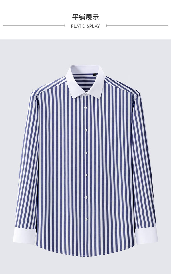 Áo sơ mi nam dài tay công sở cao cấp cổ phối màu, cotton 200 sợi chống nhăn — Sọc xanh lam - 210, Sọc xanh đậm-211 chi tiết 21