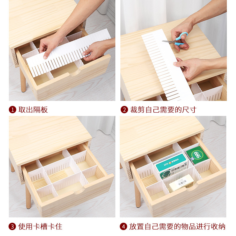 Drawer Storage Separators Plastic Dividers for Underwear Socks, Adjustable, Multi-Size Options