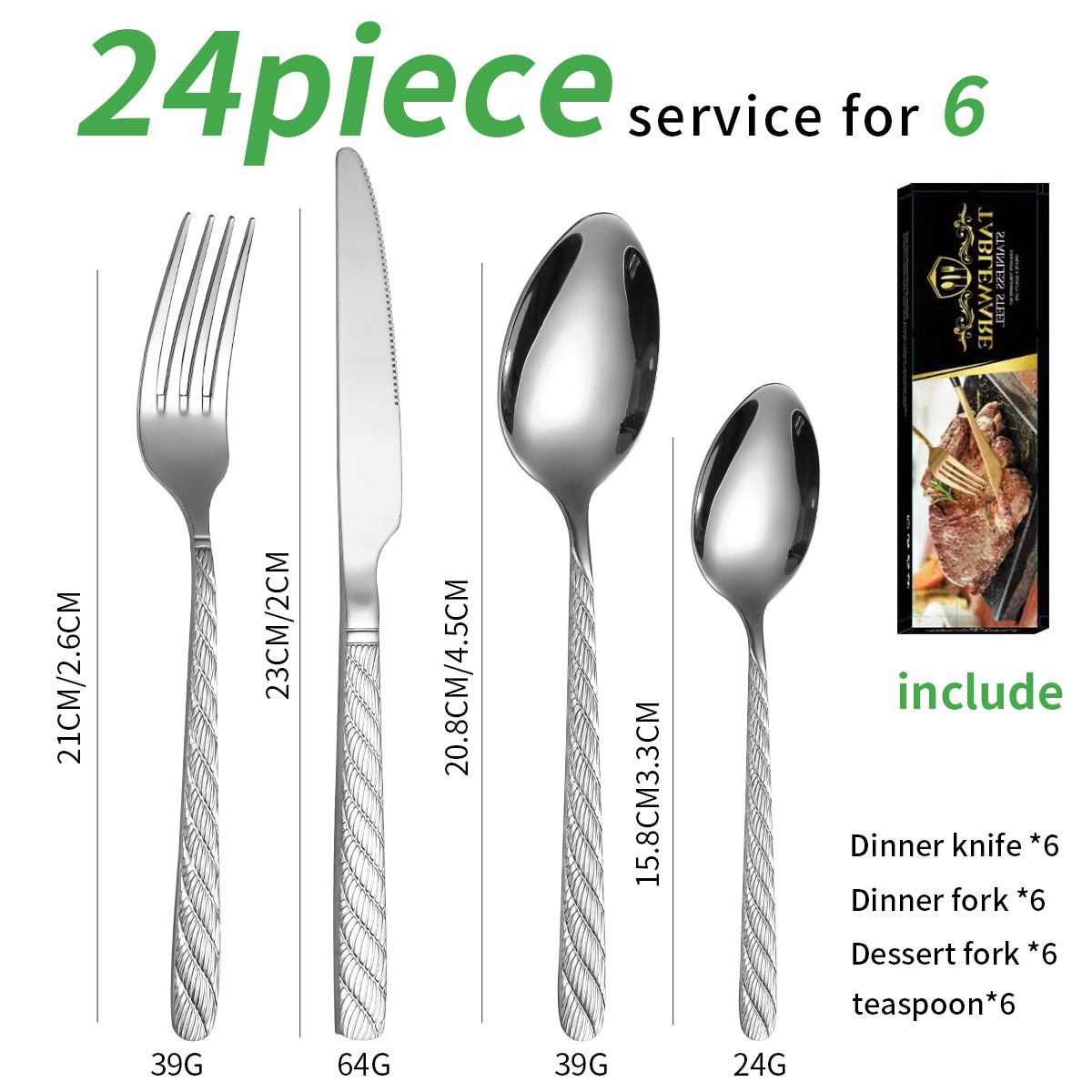 실버 24 피스 세트/6 명