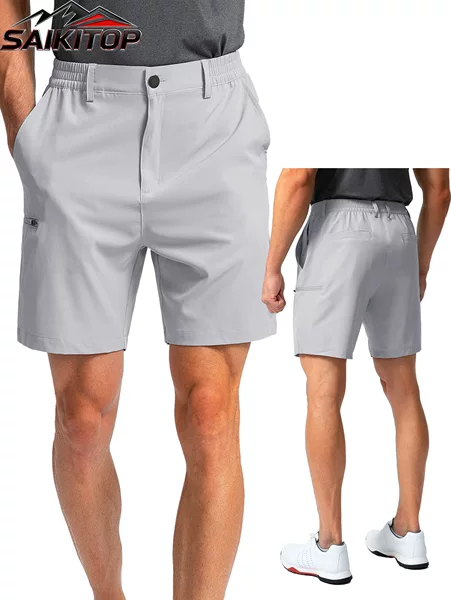 Men's Elastic Golf Pants, Casual Sports Pants with Six Pockets, Quick-Dry, Breathable, Lightweight Design, Suitable for Hiking and Everyday Wear