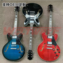 工厂直营；F孔爵士电吉他22品椴木+虎纹印皮electric guitar初学