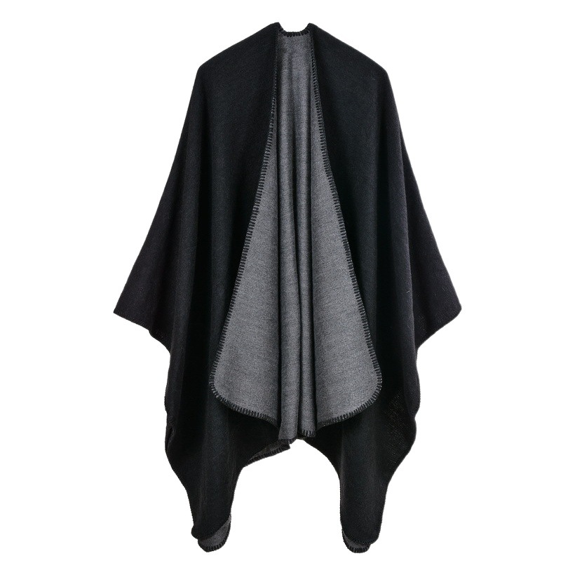 New Yunnan Tourism Ethnic Style Cape All-match Double-sided Solid Color Warm Scarf Women's Cloak Thickened