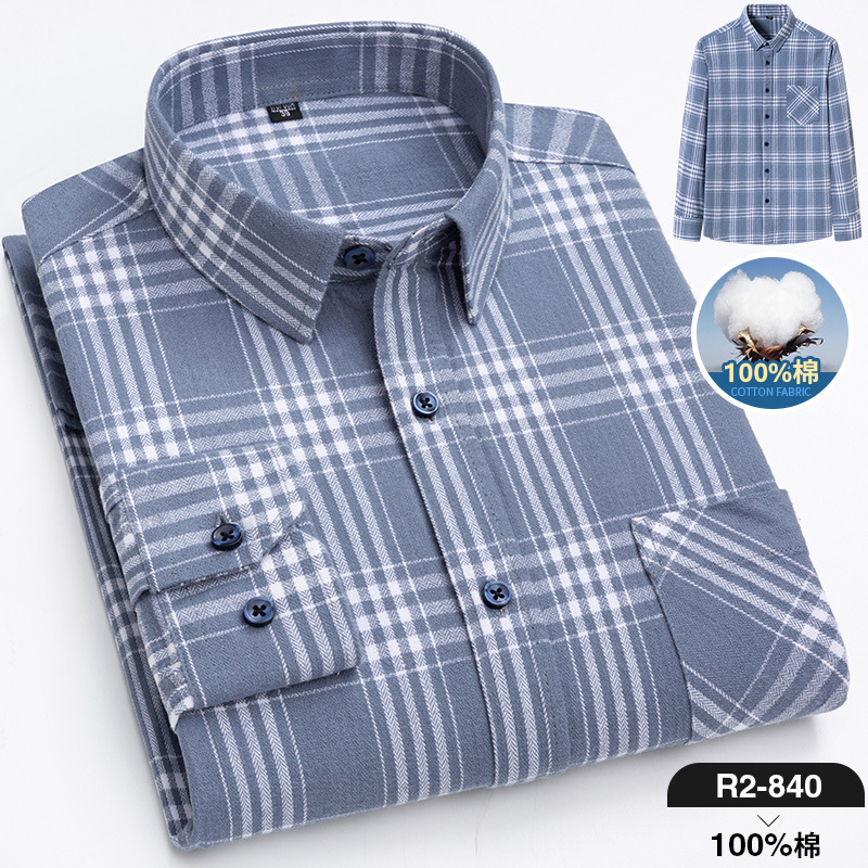 2024 nuevo Algodón puro cepillado camisa de manga larga a cuadros de los hombres de estilo coreano transpirable camisa de moda casual en stock ropa de hombre