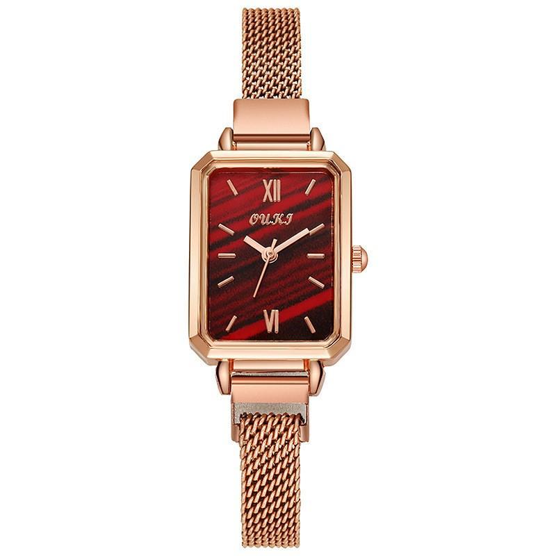 Red rose gold milan strap