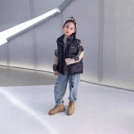 儿童装男女童羽绒马甲秋冬季2024新款男女孩童装纯色休闲背心外套