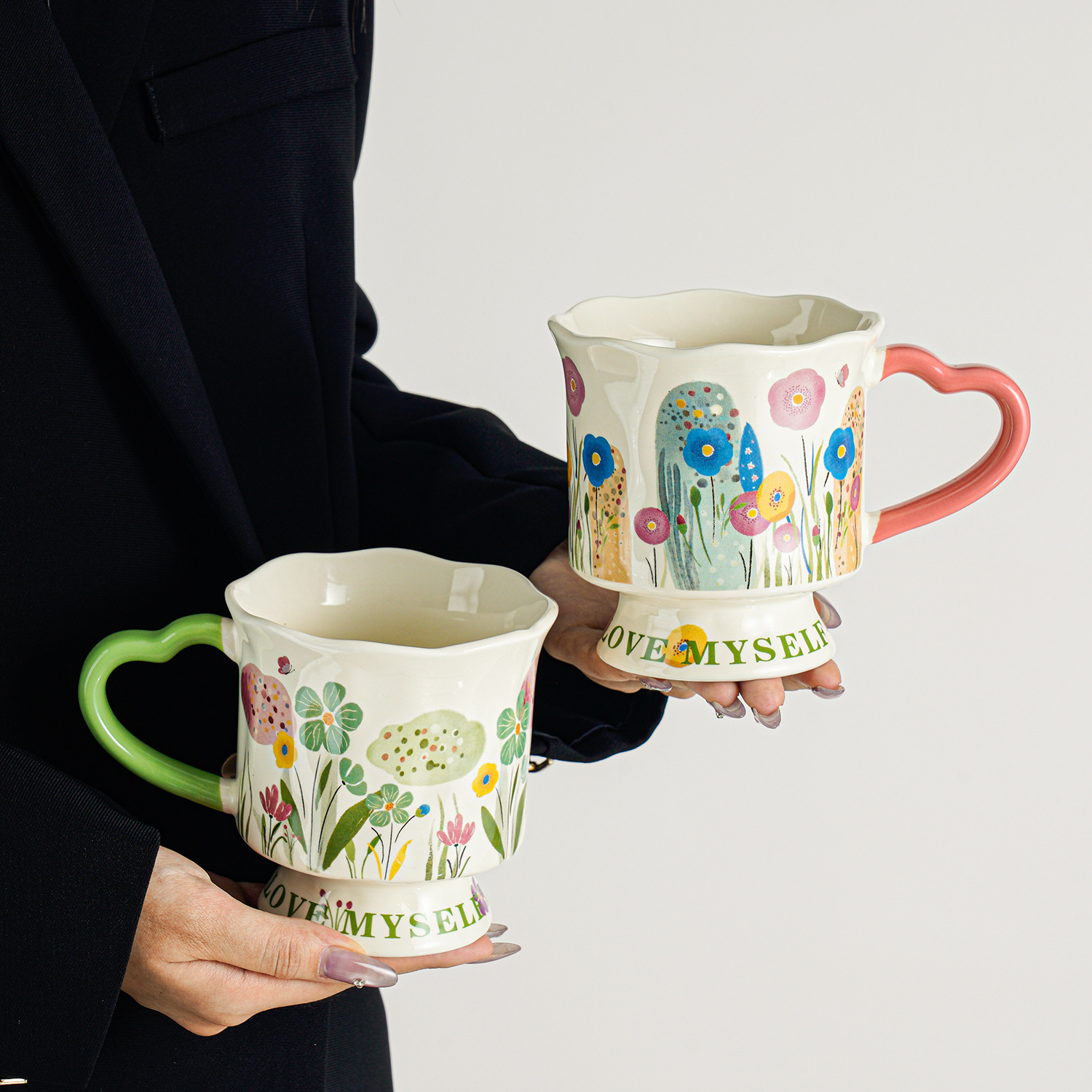 Tazas de alta sensación de diseño original pintadas a mano tazas de marca tazas de cerámica de alta sensación tazas de agua domésticas tazas de café de oficina