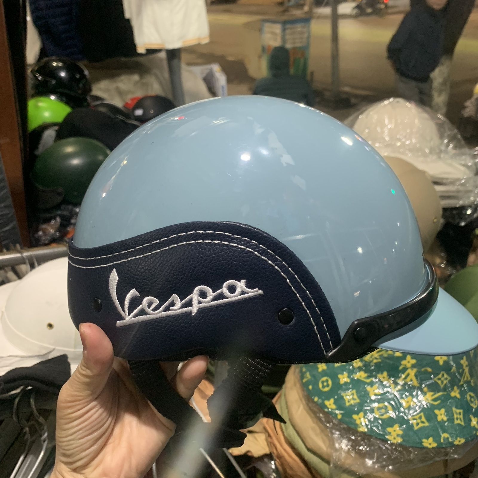 Auto Parts and Accessories, Piaggio Vespa Piaggio Helmet - sky-blue-side-blackblue