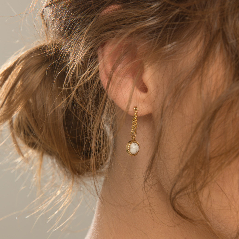 304 Stainless Steel Material Geometric Pattern Women'S Gender PVD Coated 18K Gold Real Gold Plated Geometric 304 Stainless Steel French Style Waterproof Non Tarnish Earrings