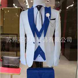 跨境外贸亚马逊速卖通男士西服套装三件套西装新款新郎套装演出服