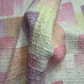 秋冬彩色格子纯棉小香风花呢女装粗纺面料服装箱包时装面料布现货