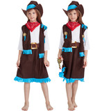 Детский западный мужской ковбойский костюм Хэллоуин Косплей Маскарад Ролевая игра шоу Одежда