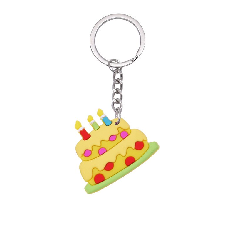 Llavero de PVC con simulación de frutas, colgante de metal de goma suave, decoración de pasteles y dulces, regalo para niñas, venta al por mayor
