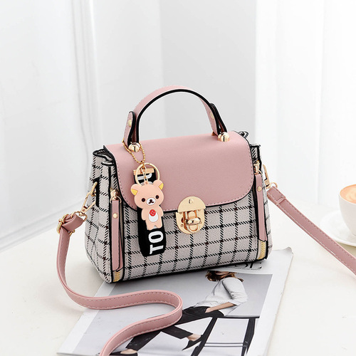  New Women's Fashionable Universal Tartan Top Handle Bag Women's Bag Shoulder Crossbody PU Leather Women's Commute Shopping Bag