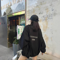 深圳南油1996印花做旧拉链立领宽松风衣夹克男女同款风衣外套