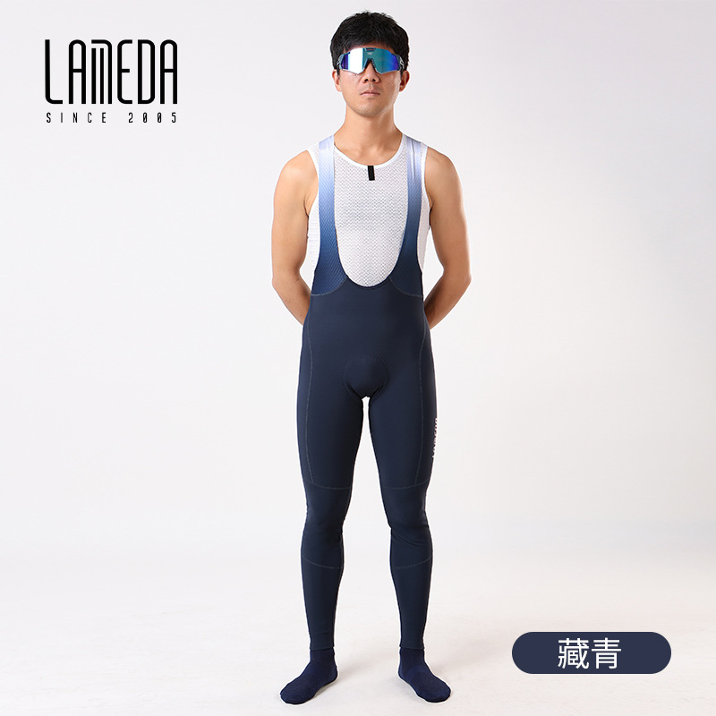 Lanpada 2022 otoño e invierno nuevo coche de carretera fleece suspender pantalones hombres a prueba de viento caliente ciclismo ropa suspender pantalones