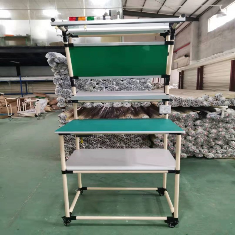 柔性线棒防静电精益管工作台电子厂流水线工位单边双边带灯工作台