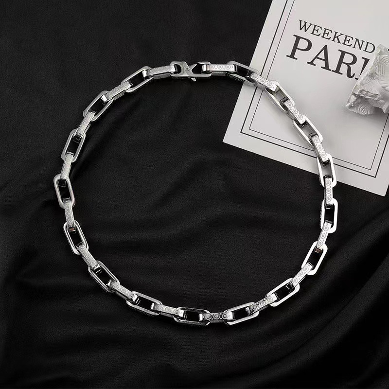 Collier en acier titane épais, style hip-hop tendance, avec une marguerite colorée, pour hommes et couples._voghion.com
