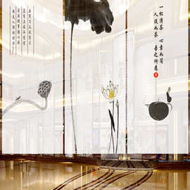 新中式窗帘软隔断帘屏风帘卷帘挂帘帘子卷拉式遮光装饰帘升降